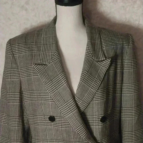 Vintage Embassy Row Double Breasted Blazer Womens 8 Wool Houndstooth - Picture 2 of 8